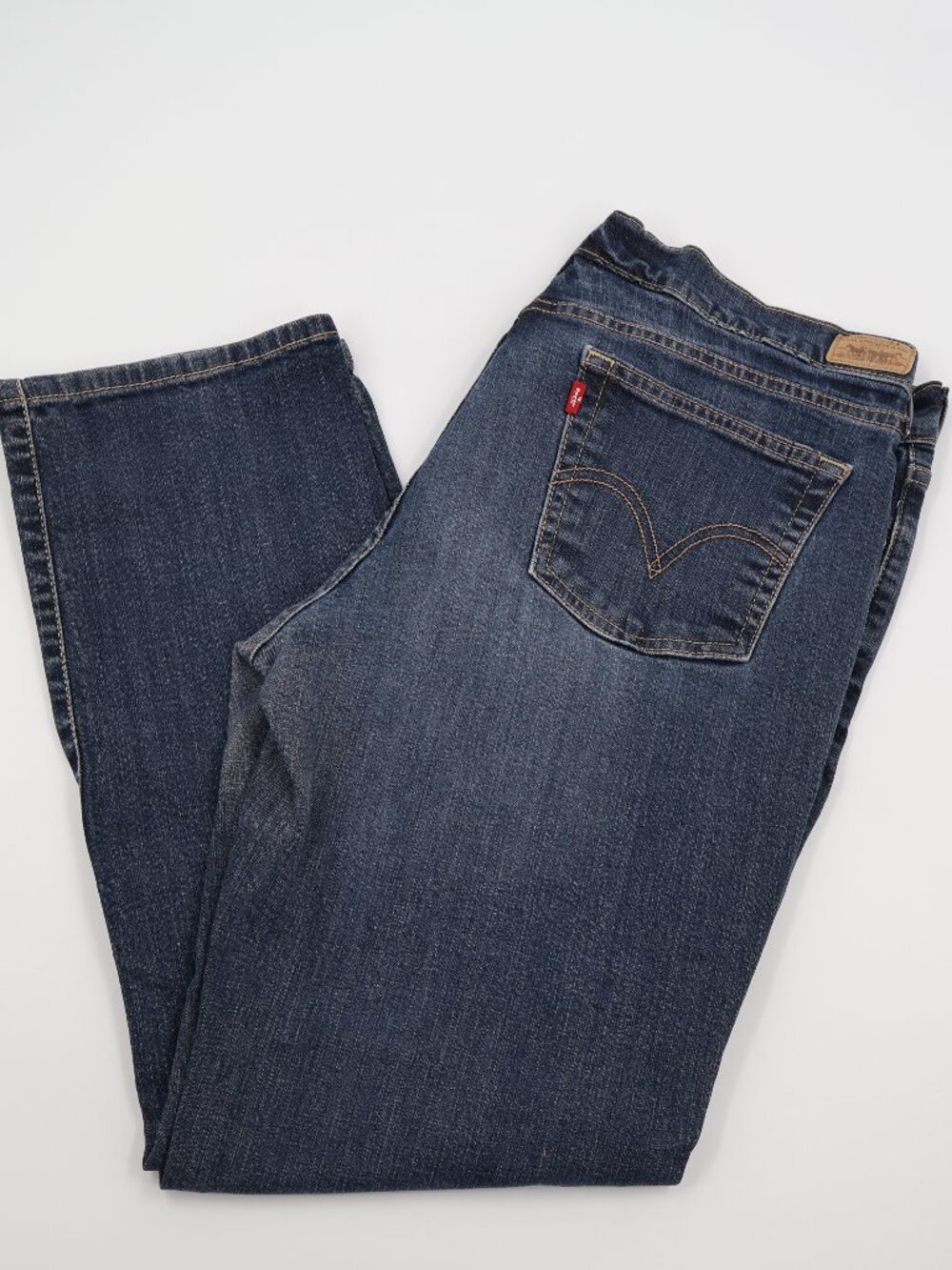Levi's‎ 505 Straight Leg Jeans Womens 14 Short Blue Dark Wash Stretch Denim